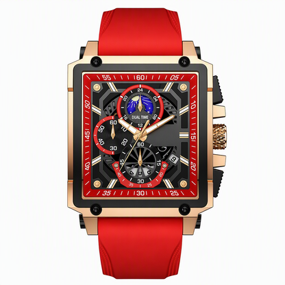 ⌚ NUR FÜR KURZE ZEIT 50 % RABATT! ✨ Herren-Skelettuhr mit quadratischem Zifferblatt, Chronograph und Silikonarmband 🌀