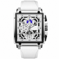 ⌚ NUR FÜR KURZE ZEIT 50 % RABATT! ✨ Herren-Skelettuhr mit quadratischem Zifferblatt, Chronograph und Silikonarmband 🌀