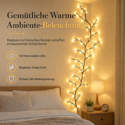 ⏳Nur für kurze Zeit – 50% RABATT⏰144 LED warmweiße Reben-Lichterketten zur Dekoration von Schlafzimmern und Räumen