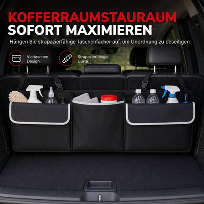 📢📢50% RABATT !!⏰Multifunktionale Hänge-Aufbewahrungstasche aus Oxford-Gewebe für Kofferraum und Rücksitz, für SUV, Schwarz, Maße 90 x 12 x 25 cm