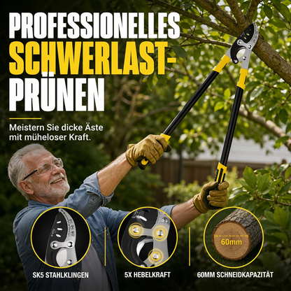 🌿 50 % Rabatt! ✂️ Hochbelastbare Gartenschere mit Compound-Hebelwirkung – gehärtete Stahlklinge & Rahmen aus Flugzeugaluminium für kraftvolles Schneiden