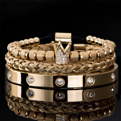💎 50 % Rabatt – 3-teiliges Herren-Armband-Set mit Krone-Design – luxuriöser Look, langlebig & vielseitig für den Alltag 👑