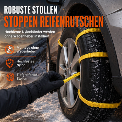 ⏳Nur für kurze Zeit – 50% RABATT⏰Universelle Auto Schneeketten, Verdickte Anti-Rutsch Reifen Kabelbinder für SUVs, Limousinen und Winterfahren